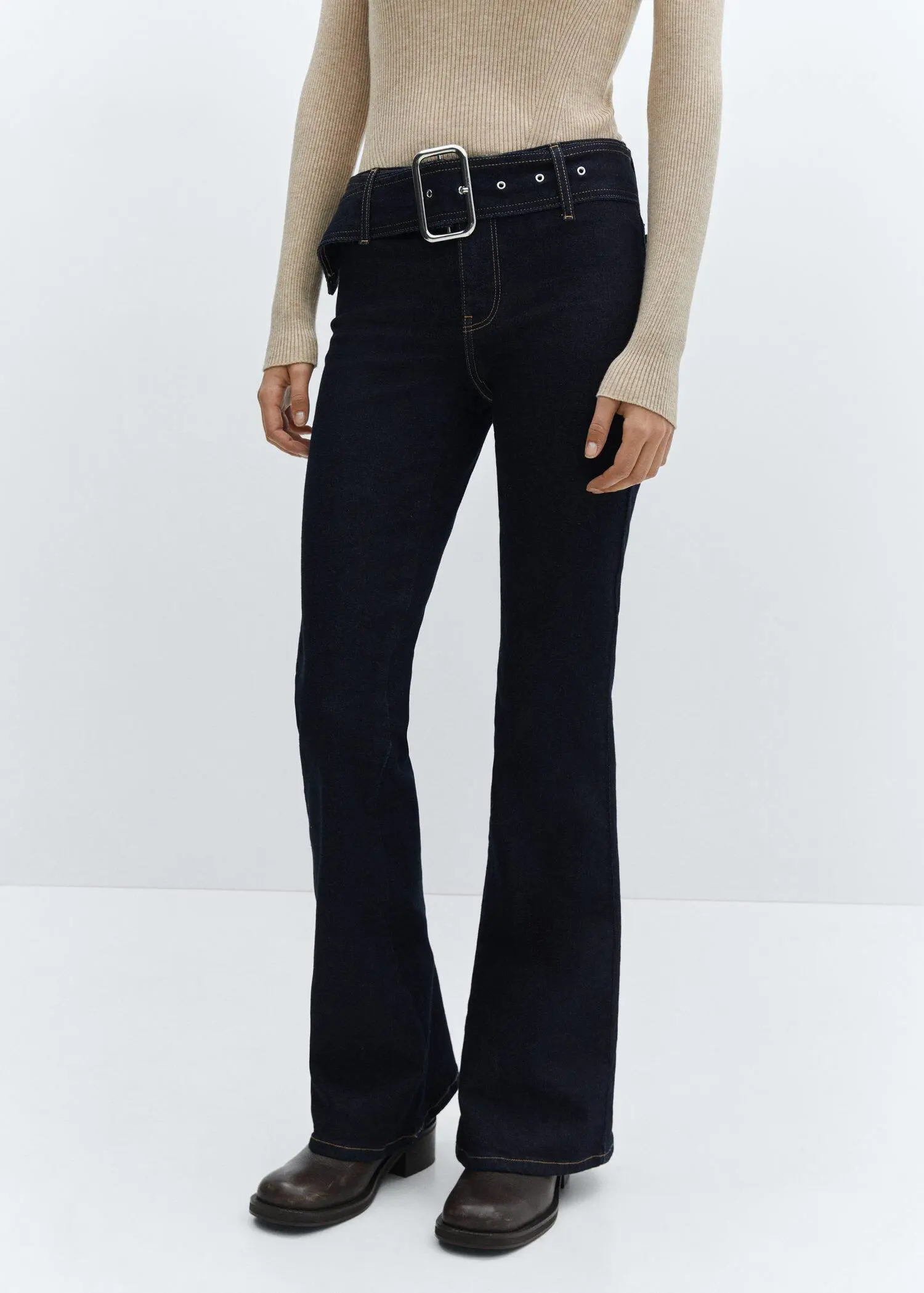 Mango Flared jeans with belt. 2
