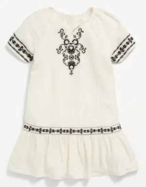 Embroidered Tiered Dress for Toddler Girls white