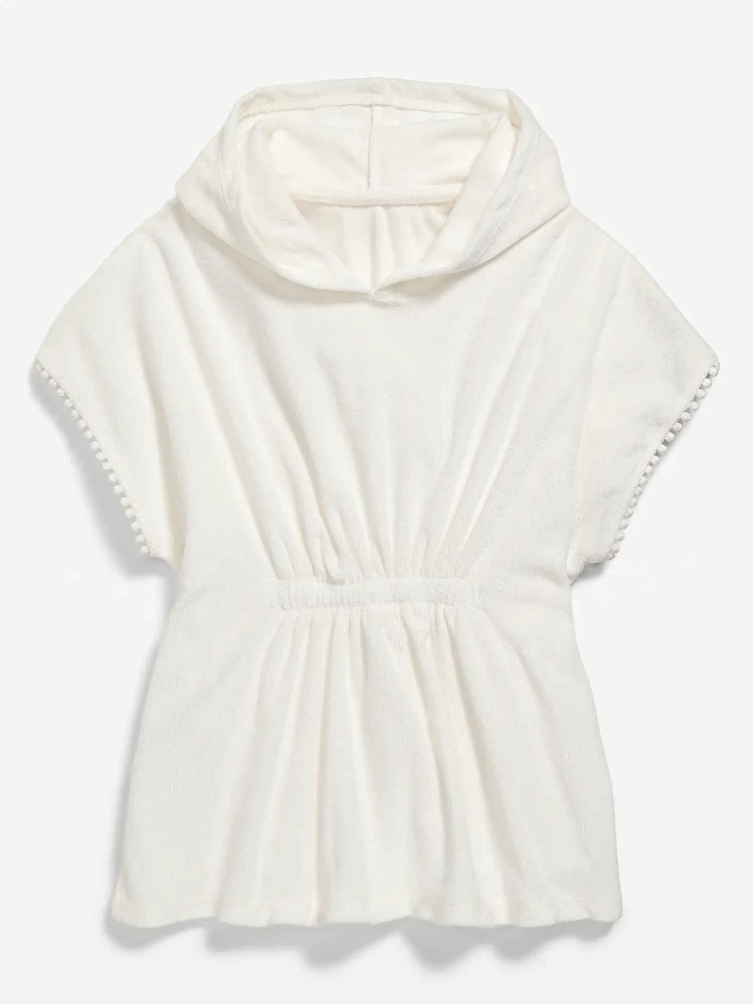 Old Navy Short-Sleeve Hooded Swim Cover-Up Dress for Toddler Girls white. 1