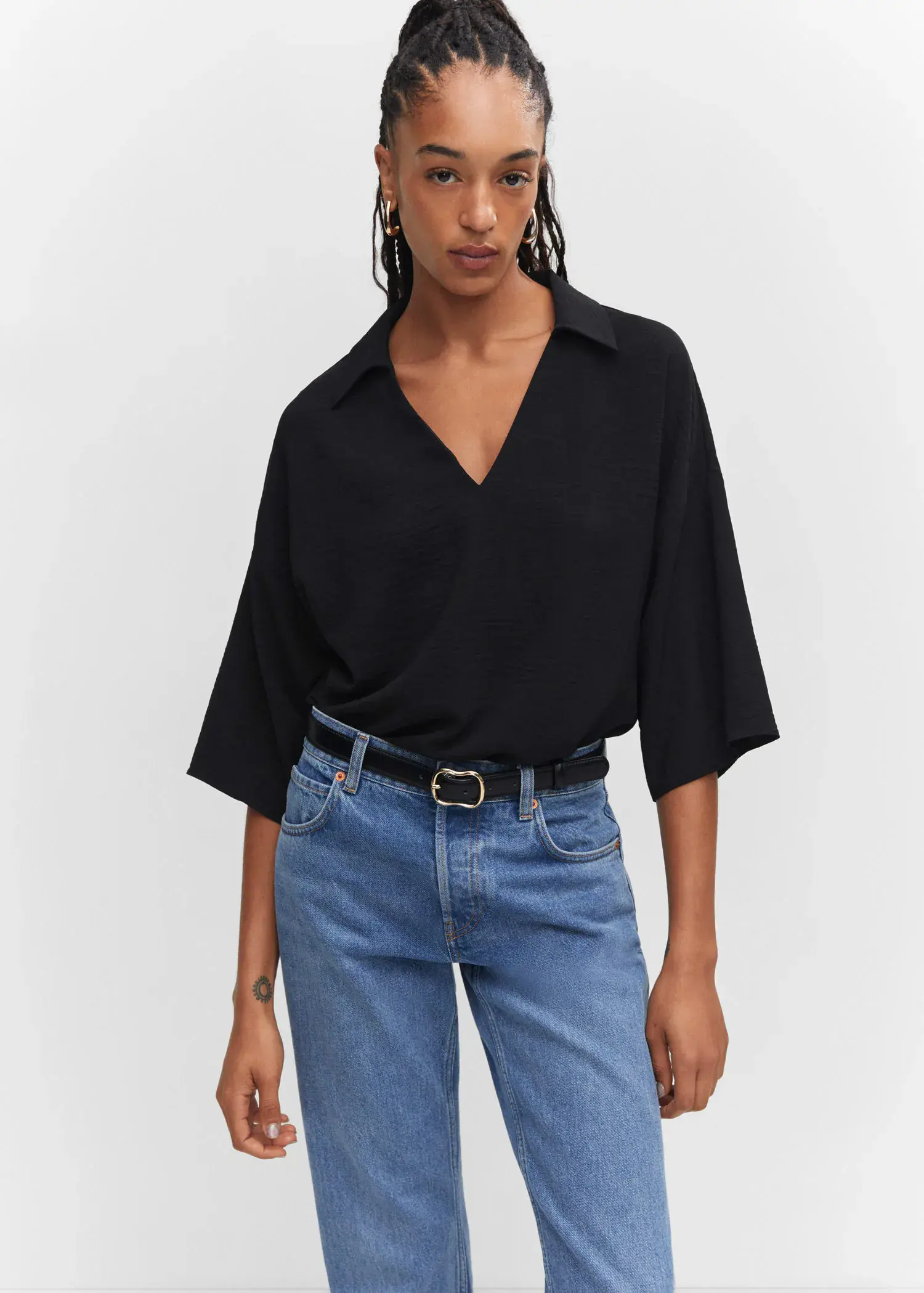 Mango Double shirt-collar blouse. 2