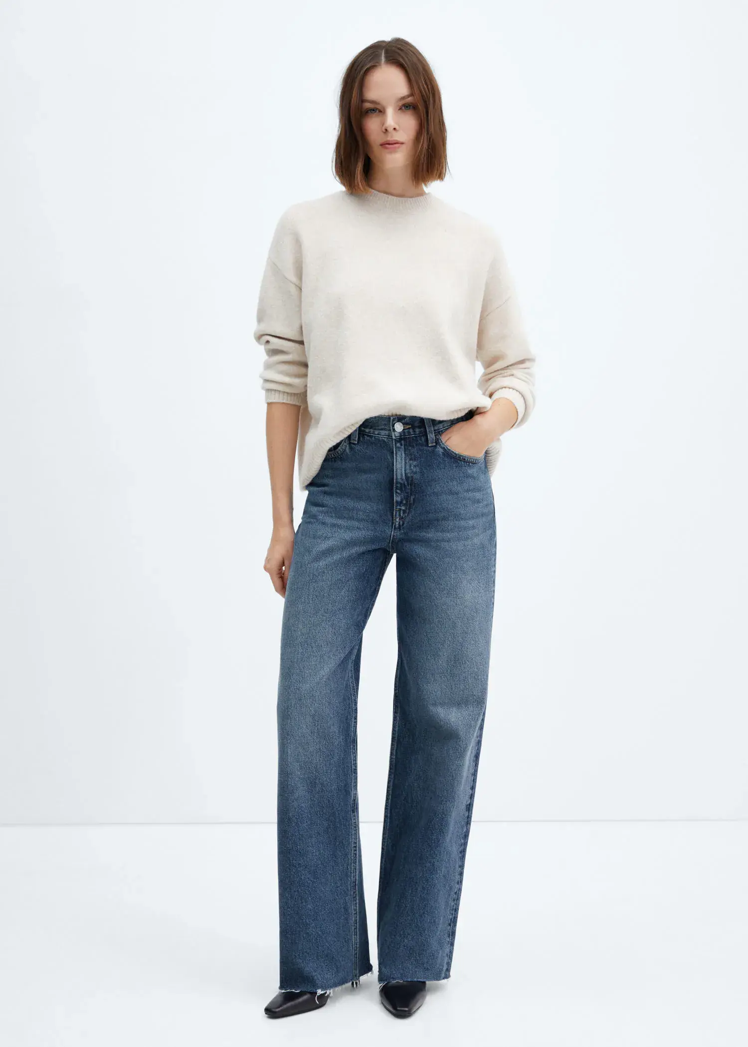 Mango High-waist wideleg jeans. 1