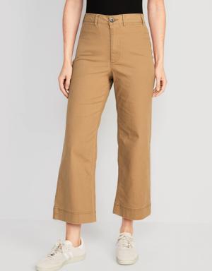 High-Waisted Wide-Leg Cropped Chino Pants for Women yellow
