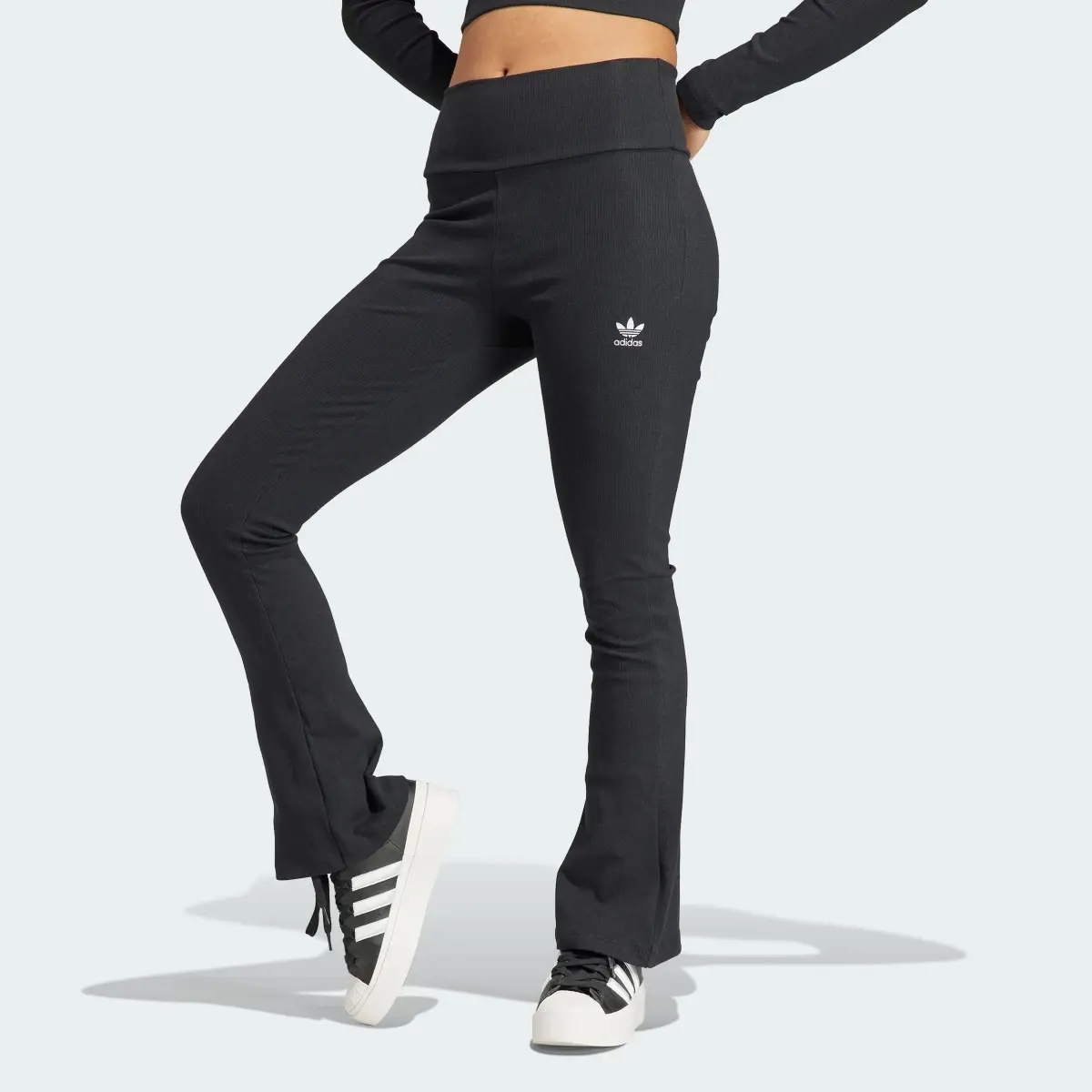 Adidas Essentials Rib Flared Pants. 1