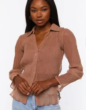 Forever 21 Sheer Textured Shirt Taupe