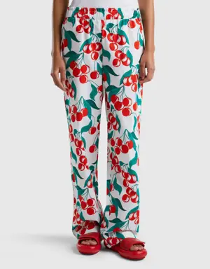 trousers with cherry print