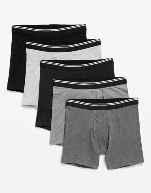 Soft-Washed Built-In Flex Boxer-Briefs Underwear 5-Pack -- 6.25-inch inseam gray