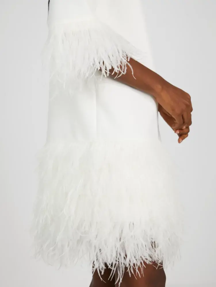 Kate Spade Feather Trim Crepe Dress. 2