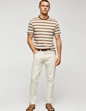 Mango Cotton-modal striped t-shirt