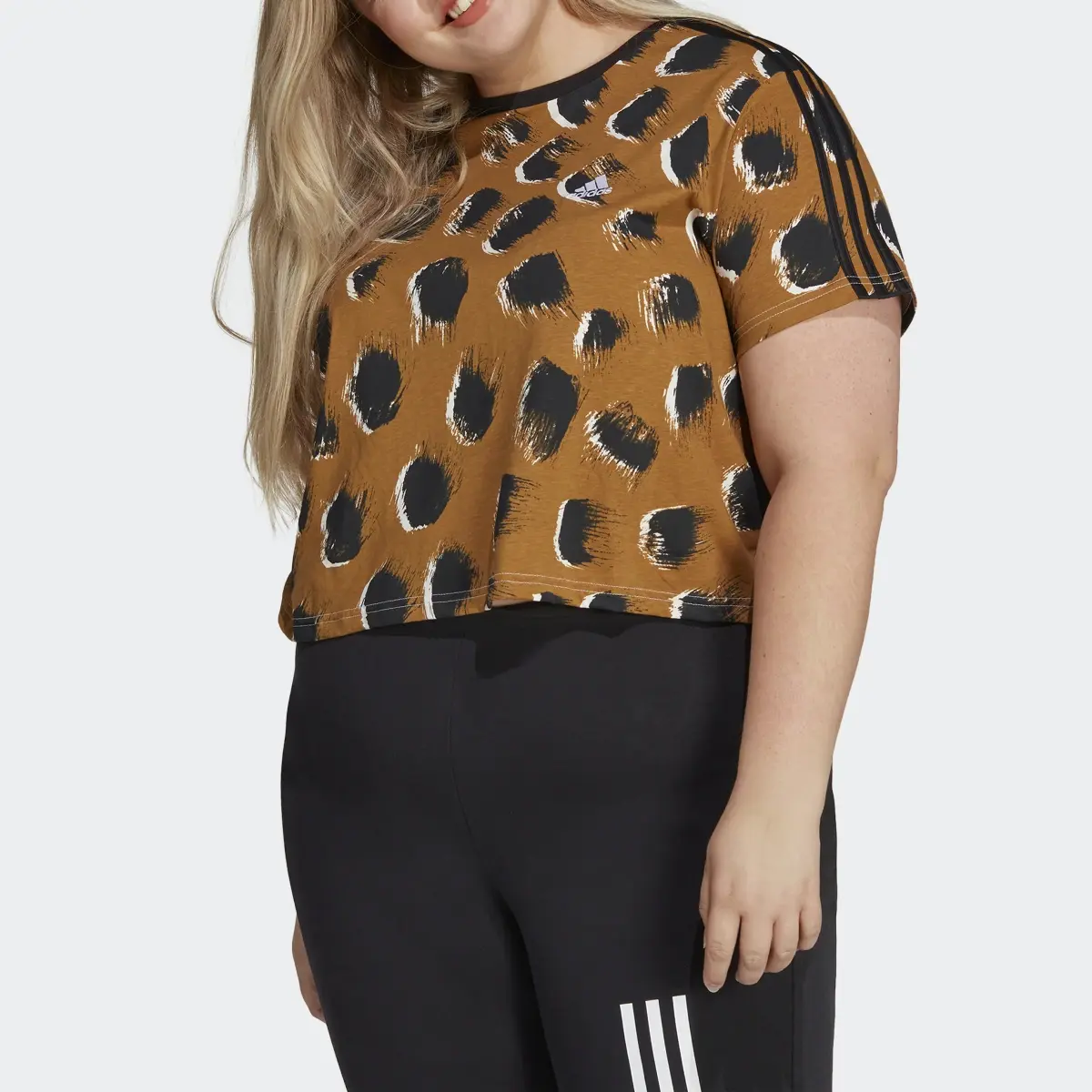 Adidas Essentials 3-Stripes Single Jersey Crop Top (Plus Size). 1