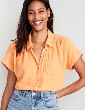 V-Neck Dolman-Sleeve Blouse for Women orange