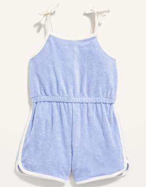 Solid Sleeveless Loop-Terry Romper for Toddler Girls purple