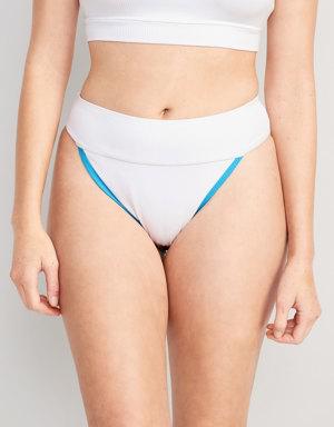 High-Waisted Ribbed French-Cut Bikini Swim Bottoms white