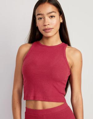 Old Navy Cropped Rib-Knit Tank Top red