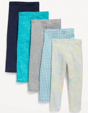 Built-In Tough Jersey-Knit Crop Leggings 5-Pack for Girls blue
