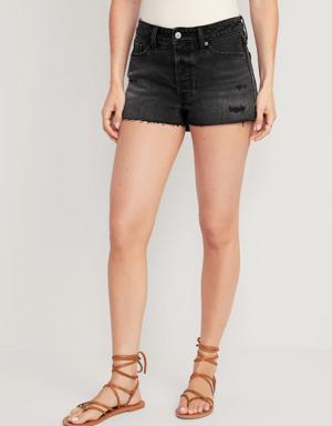 High-Waisted OG Straight Button-Fly Jean Shorts for Women -- 1.5-inch inseam black