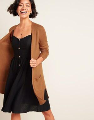 Long-Line Open-Front Sweater for Women brown