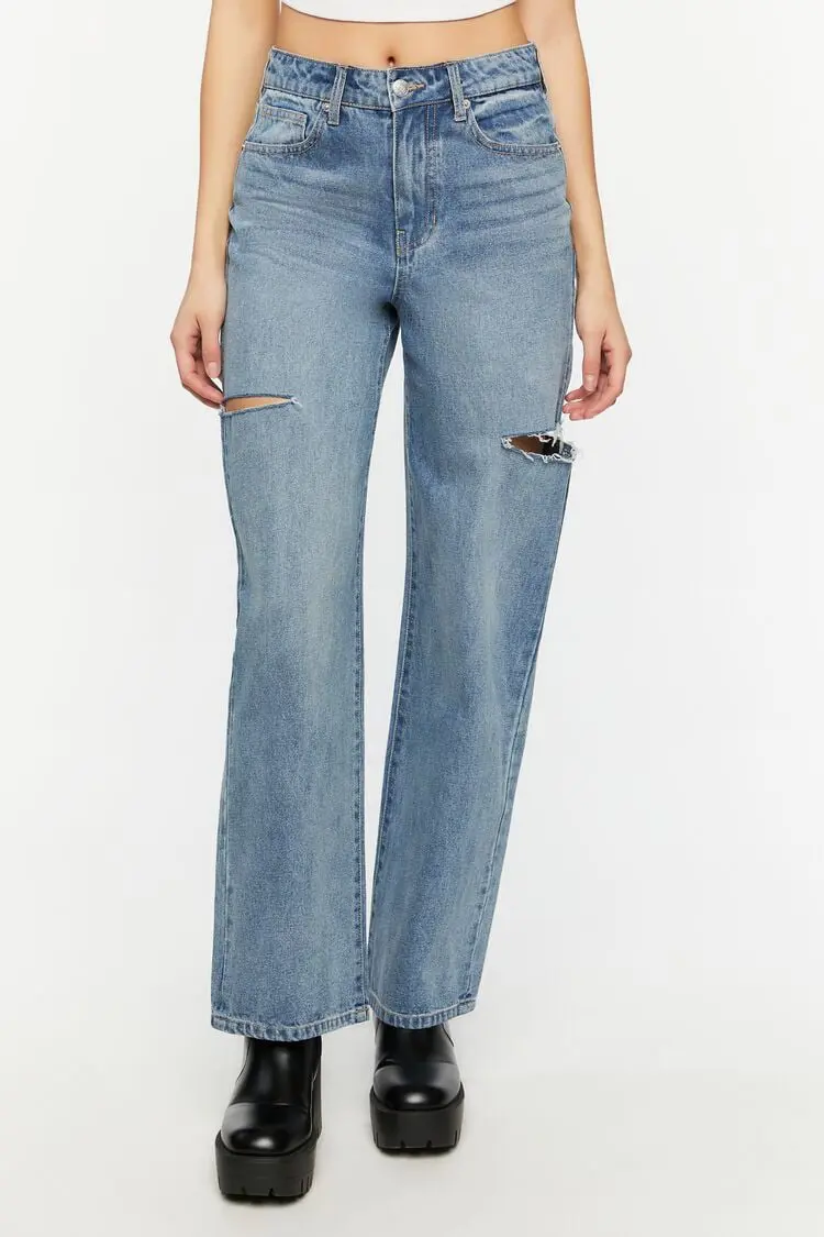 Forever 21 Forever 21 Split High Rise 90s Fit Jeans Medium Denim. 1