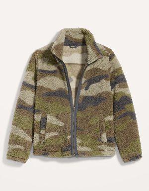 Cozy Sherpa Zip-Front Jacket for Women green