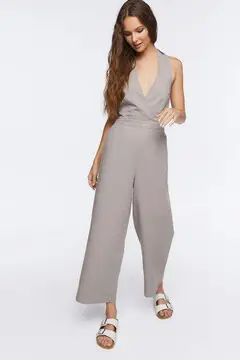 Forever 21 Forever 21 Halter Tie Back Jumpsuit Taupe. 2