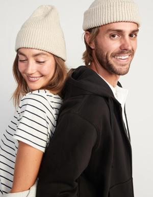 Gender-Neutral Rib-Knit Beanie Hat for Adults beige