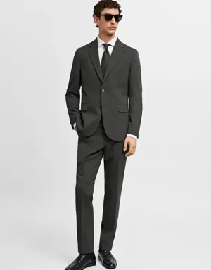 Stretch fabric slim-fit suit blazer