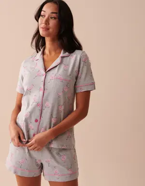 Cotton Pink Flamingo Button-down Shirt