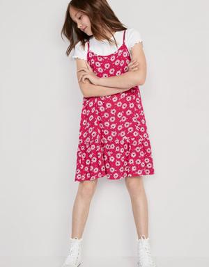 Sleeveless Printed Dress & Rib-Knit T-Shirt Set for Girls pink