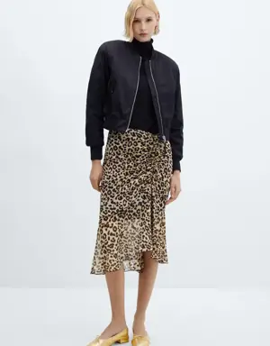 Animal-print flowing skirt