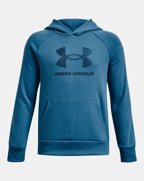 Under Armour Boys' UA Rival Fleece Big Logo Print Fill Hoodie. 1