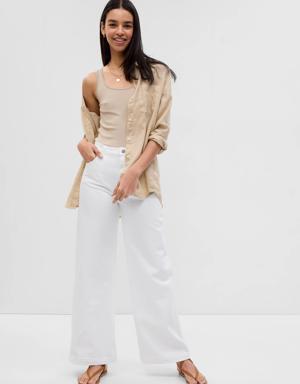 Gap High Rise Stride Wide-Leg Ankle Jeans white