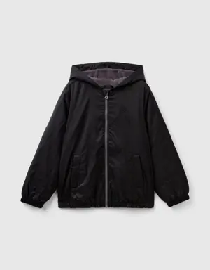 nylon jacket with zip and hood