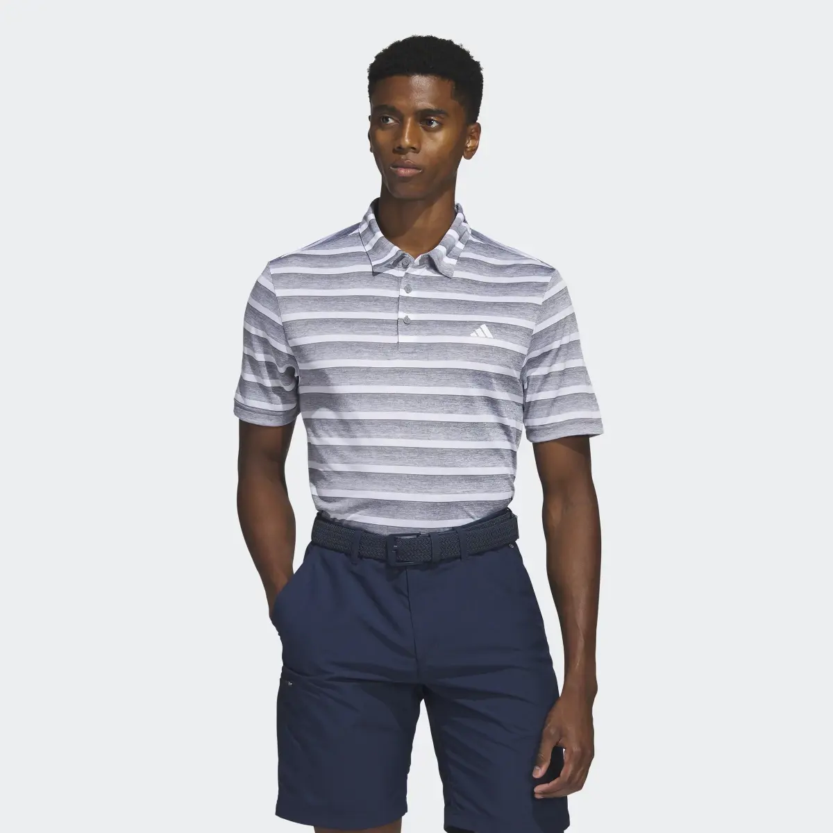 Adidas Two-Color Striped Golf Polo Shirt. 2