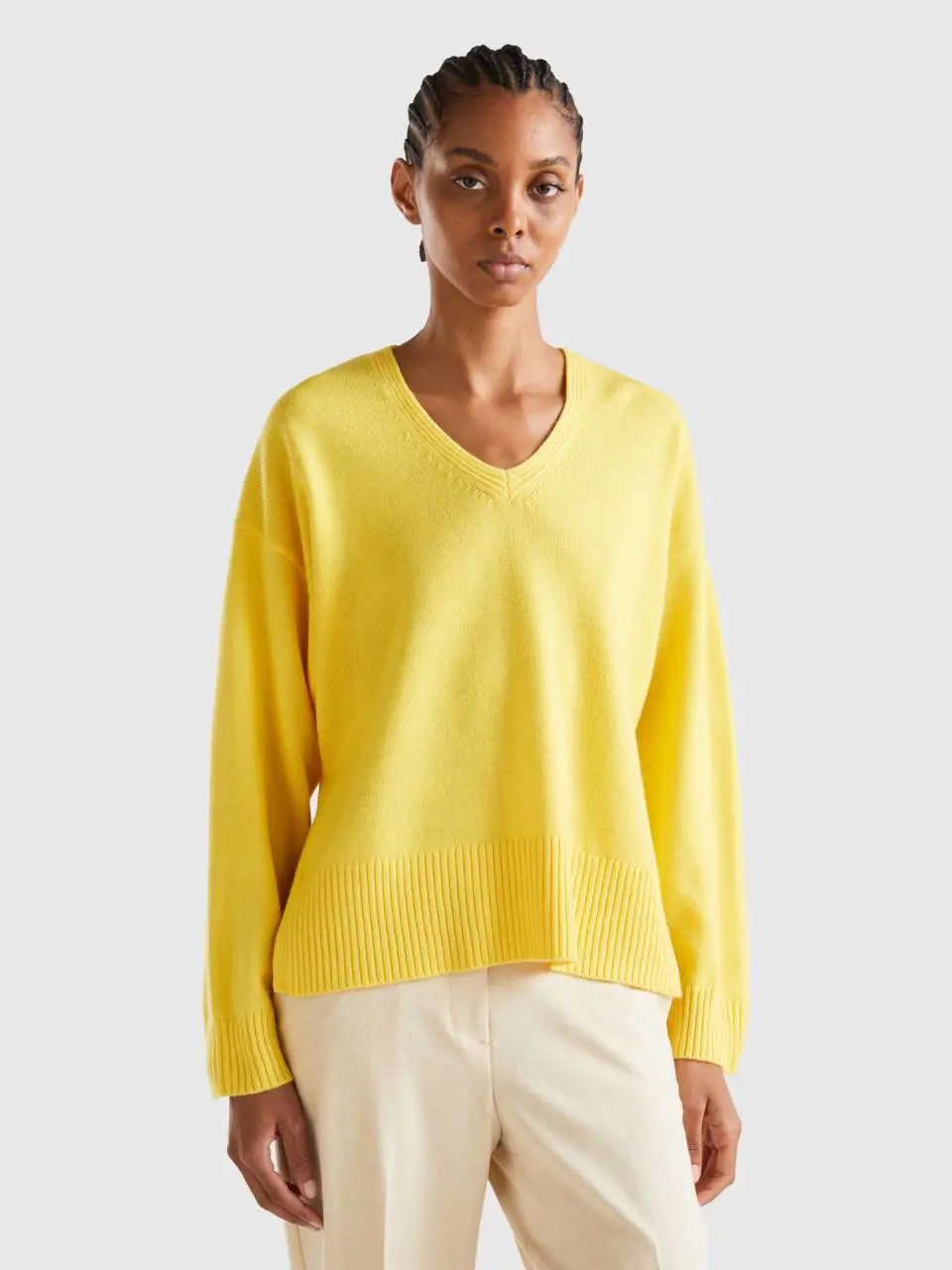 Benetton oversized fit v-neck sweater. 1