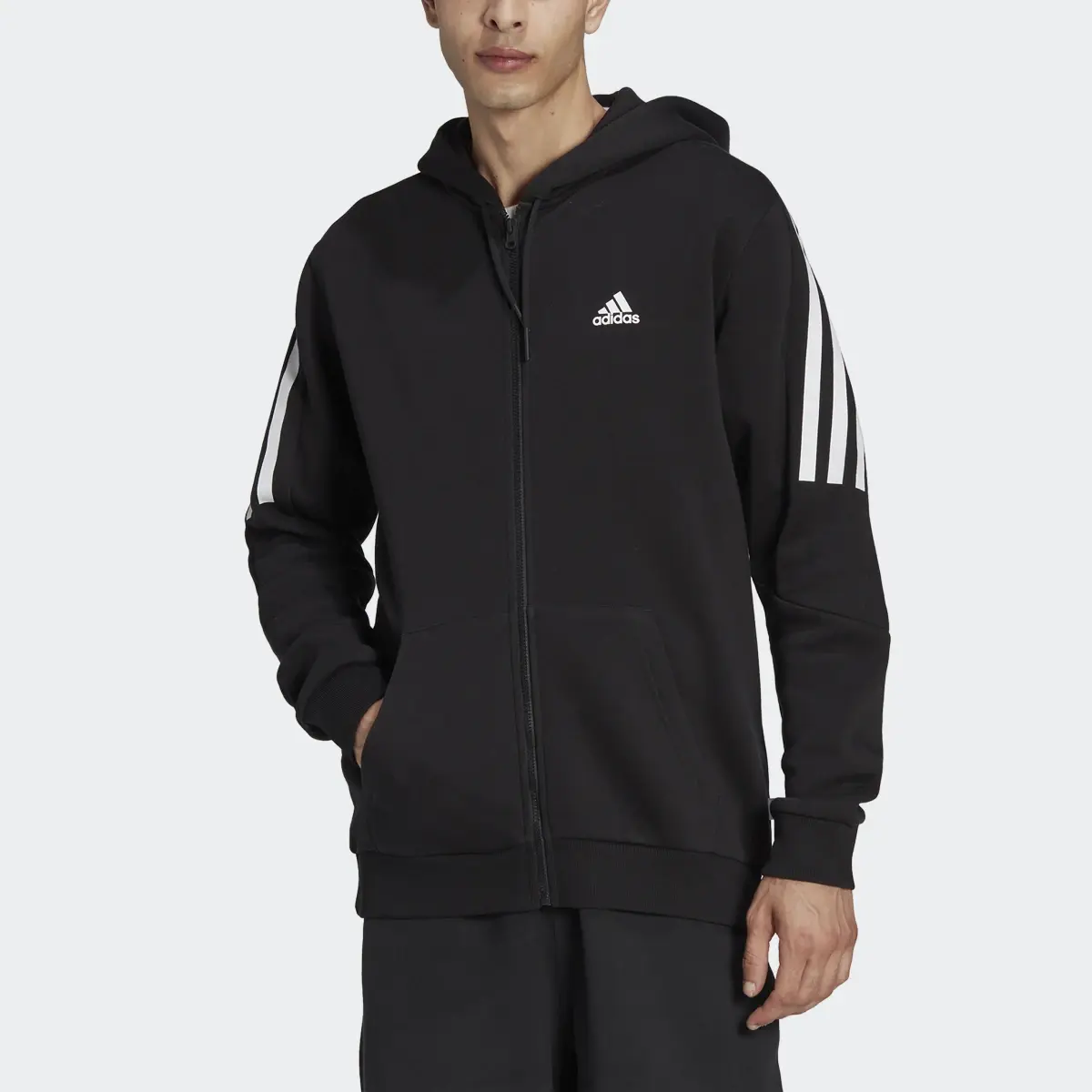 Adidas Future Icons 3-Stripes Fleece Full-Zip Hoodie. 1