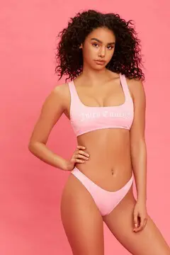 Forever 21 Forever 21 Ribbed Juicy Couture Bikini Bottoms Pink. 2