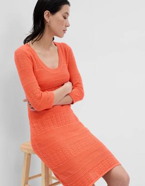 Gap Crochet Midi Dress orange