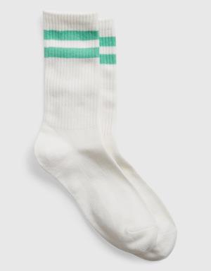 Stripe Quarter Crew Socks green
