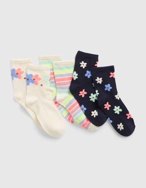 Kids Flower Crew Socks (3-Pack) multi