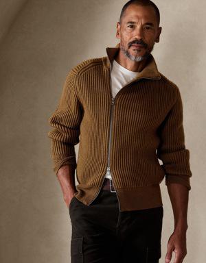 Carlo Asymmetrical Sweater Jacket brown