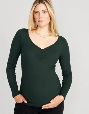 Old Navy Maternity Fitted Cinched-Front Rib-Knit T-Shirt green
