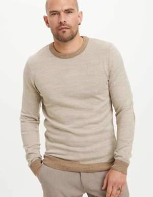Defacto Slim Fit Bisiklet Yaka Yamalı Kol Detaylı Triko Kazak. 3 Defacto Slim Fit Bisiklet Yaka Yamalı Kol Detaylı Triko Kazak. 3