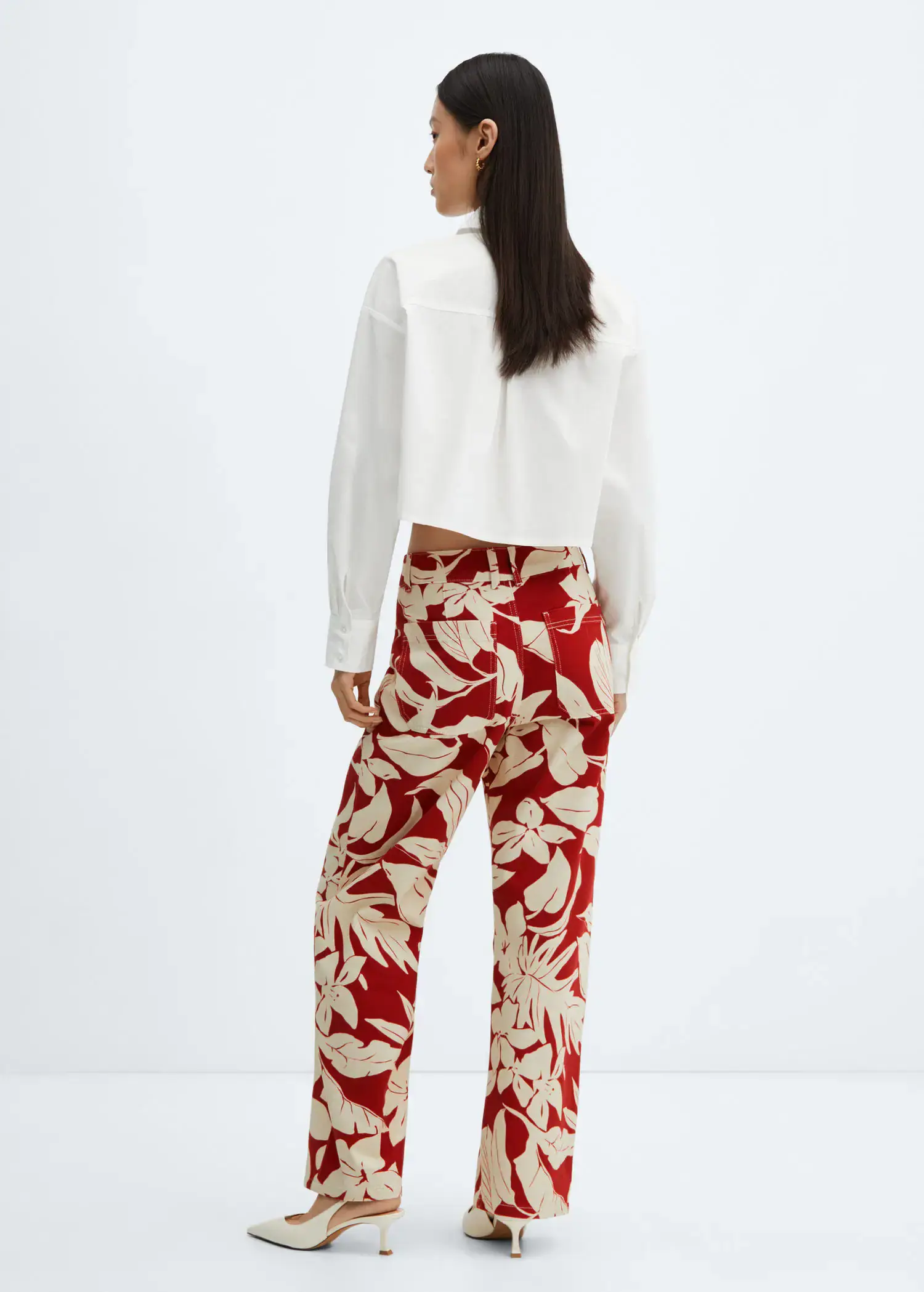 Mango Mid-rise printed straight jeans. 3