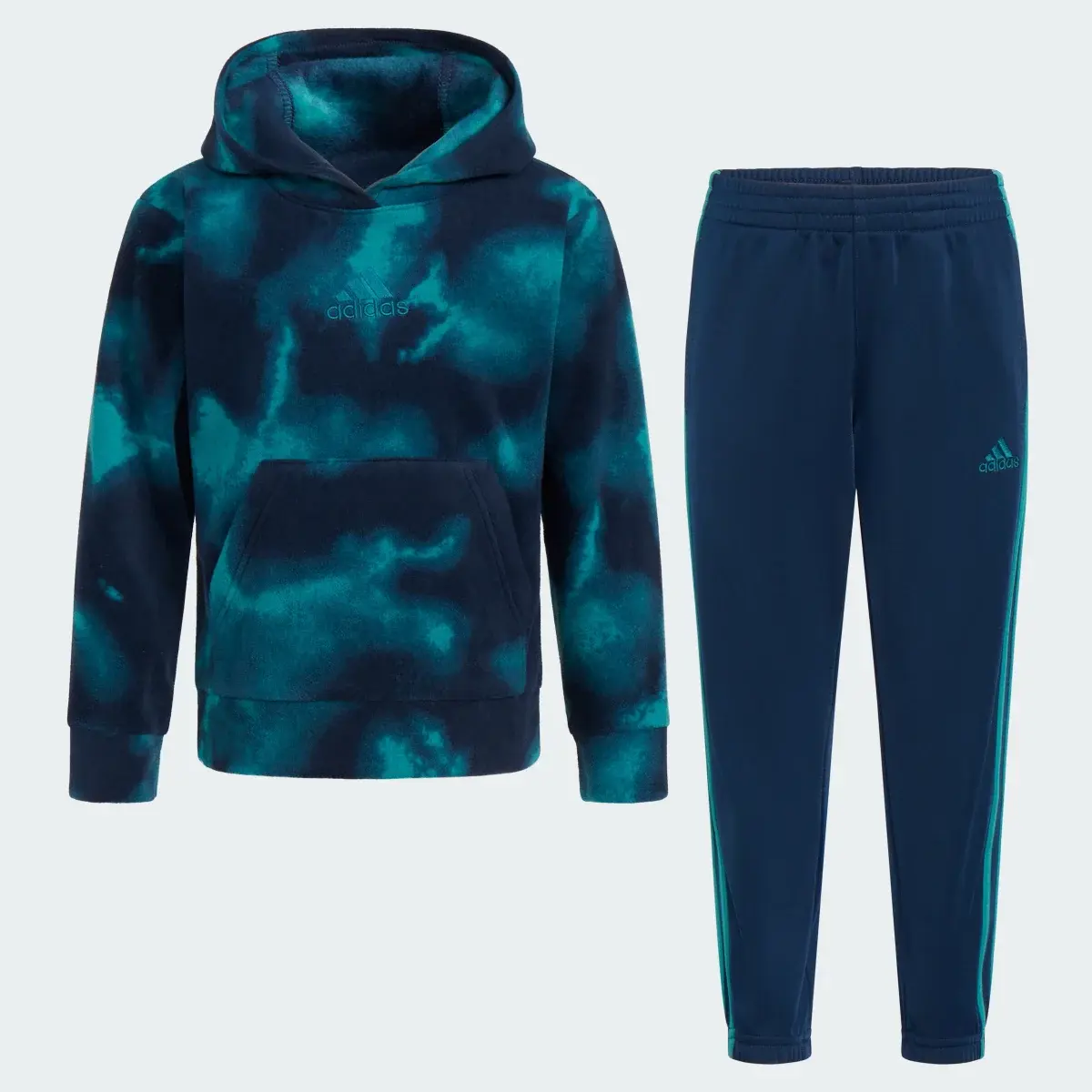 Adidas Two-Piece Printed Microfleece Pullover and Jogger Set. 3