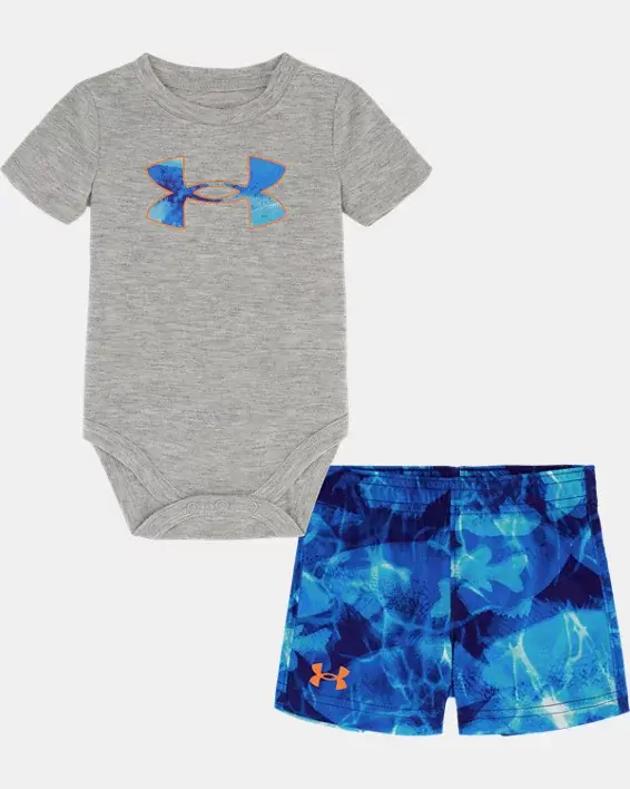 Under Armour Newborn Boys' UA Fish Camo Logo Bodysuit & Print Shorts Set. 1