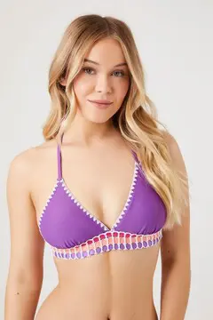 Forever 21 Forever 21 Crochet Trim Triangle Bikini Top Grape/Multi. 2