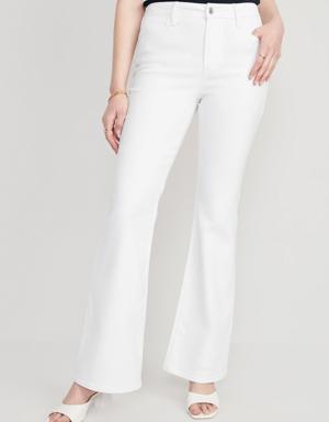 High-Waisted Wow White Flare Jeans for Women white