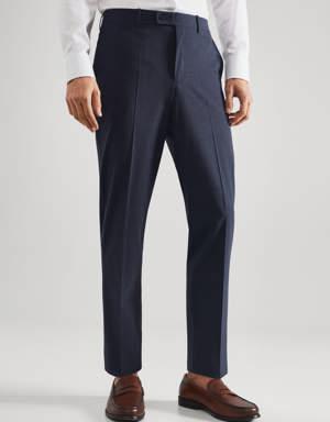 Wełniane garniturowe spodnie slim-fit