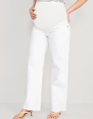 Maternity Full-Panel Wide Leg Jeans white