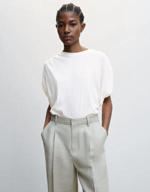 Modal t-shirt with ruffled shoulders