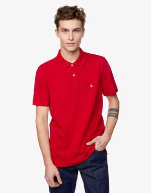 Red regular fit polo